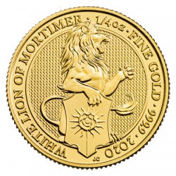 U.K. 1/4 oz gold QUEEN'S BEAST 2020 The WHITE LION of MORTIMER £25