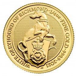 U.K. 1/4 oz gold QUEEN'S BEAST 2021 The WHITE GREYHOUND OF RICHMOND £25