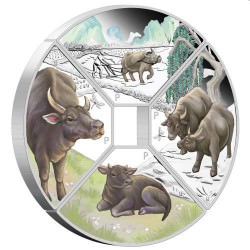 PM Year of the Ox Quadrant 2021 1oz Silver Proof Four-Coin Set