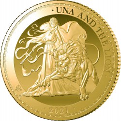 ST HELENA 1 oz GOLD UNA and the LION 2021 £5 PROOF