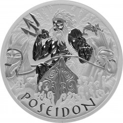 PM 5 oz silver GODS OF OLYMPUS 2021 POSEIDON BU $1 MINTAGE 450 !