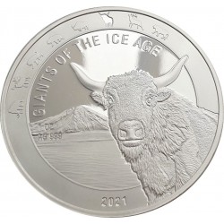 Ghana 1 oz silver GIANTS of the ICE AGE 2021 AUROCH 5 Cedis