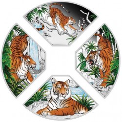 PM Year of the Tiger Quadrant 2022 1oz Silver Proof Four-Coin Set