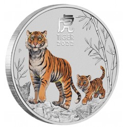 PM Lunar 3 TIGER 1 oz silver 2022 BU $1 Australia Coloured