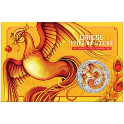 PM 1 oz silver PHOENIX 2022 $1 bu RED & GOLD in CARD CHINESE MYTHS & LEGENDS 