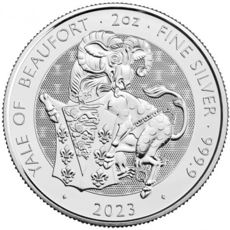 UK 2 oz silver Tudor Beasts YALE OF BEAUFORT 2023 BU £5
