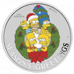 Perth Mint 1 oz silver The SIMPSONS 2022 $1 BU * SEASON'S GREETINGS * coloured