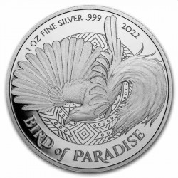 Papua New Guinea 1 oz silver BIRD OF PARADISE 2022 BU 1 KINA 