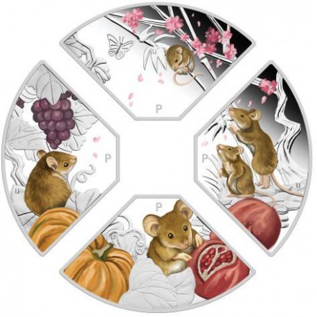 PM Year of the Mouse Quadrant 2020 1oz Silver Proof Four Coin Set