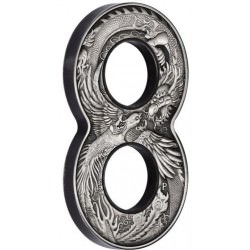 Figure Eight 8 Dragon and Phoenix 2020 2oz Silver Antiqued Coin $2