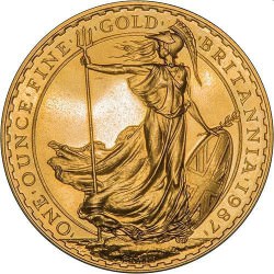 U.K. 1 oz gold BRITANNIA 1987 BU £100
