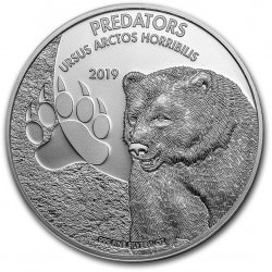 CONGO 1 oz silver Predators URSUS ARCTOS HORRIBILIS 2019 Grizzly Bear 20fr.