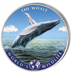 1 oz silver WW The WHALE 2020 BU COLOURED 20FR