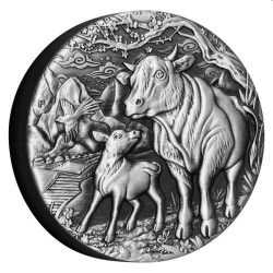 PERTH MINT PM Australian Lunar Series III 2021 Year of the Ox 2oz Silver Antiqued Coin