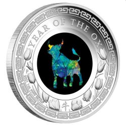 PM Australian Opal Lunar Series 2021 Year of the Ox 1oz Silver Proof Coin