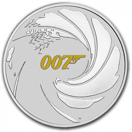 Perth Mint JAMES BOND 007 2021 1oz SILVER BULLION COIN $1 gilded 