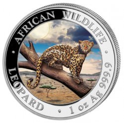 1 oz silver SOMALIA LEOPARD 2021 - 100 shillings coloured