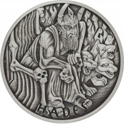 PM 5 oz silver GODS OF OLYMPUS 2021 HADES ANTIQUED $1 MINTAGE 50 !