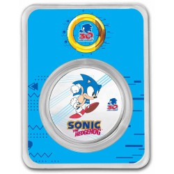 1 oz silver 35th Anniversary SONIC the Hedgehog 2021 $2 BU COLOURED