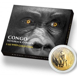 CONGO 1 oz GOLD GORILLA 2021 CFA 3000 PROOF 1st box + coa