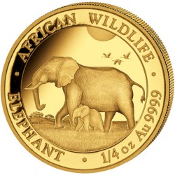 GOLD 1/4 oz ELEPHANT 2021 SOMALIA Shillings 200