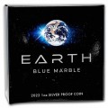 Nieu 1 oz silverEARTH BLUE MARBLE 2022 Proof Box + Coa