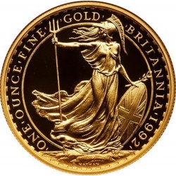 U.K. 1 oz gold BRITANNIA 1992 BU £100