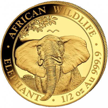 GOLD 1/2 oz ELEPHANT 2021 SOMALIA Shillings 500 BU
