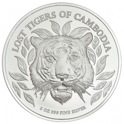 CAMBODIA 15000 RIELS 5 oz silver Lost Tigers 2022 BU Mintage 500