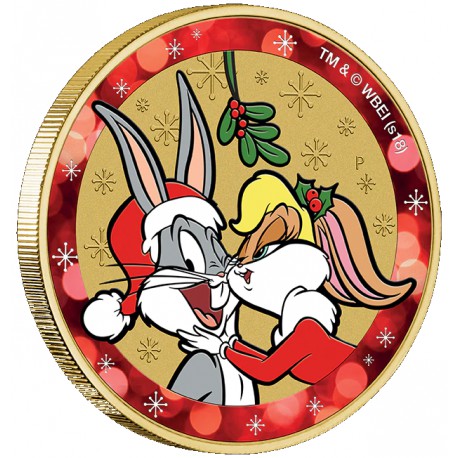 Christmas 2019 Looney Tunes Christmas Star Shaped 2018 1oz Silver Proof Coloured Coin