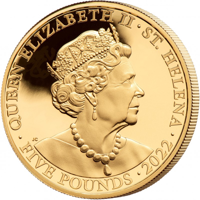 ST HELENA 1 oz GOLD OMNIBUS VIRTUES IN The £100 - QUEEN\'S CHARITY CARITAS 2022 proof