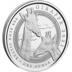  1 oz silver EQUATORIAL GUINEA GIRAFFE 2021 bu 1000 CFA