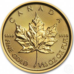 Canada GOLD 1/10 oz GOLD MAPLE LEAF 2022 $5 bu