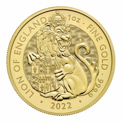 UK 1 oz gold TUDOR BEASTS 2022 LION OF ENGLAND £100 bu