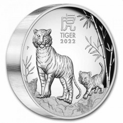 PM 5 oz silver Lunar 3 TIGER 2022 Proof High Relief Mintage 388