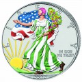 USA 2 x 1 oz silver U.S. Silver EAGLE 2021 $1 BU Colored & Gilded Set