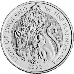 1 oz PLATINUM Tudor Beast LION OF ENGLAND 2022 $100 BU