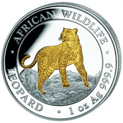 1 oz silver SOMALIA LEOPARD 2022 - 100 shillings GILDED