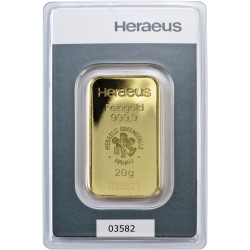 GOLD BAR 20 gr HERAEUS / UMICORE + Certificate