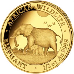 GOLD 1/2 oz ELEPHANT 2022 SOMALIA Shillings 500 BU