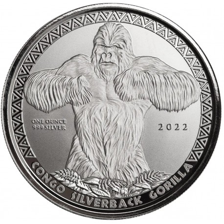 1 oz silver GORILLA CONGO 2021 CFA 5000