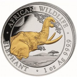 1 oz silver SOMALIA ELEPHANT 2023 Shillings 100 GILDED