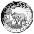 1 oz silver SOMALIA ELEPHANT 2017 High Releif Box+Coa