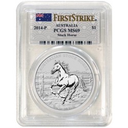 1 oz silver AUSTRALIAN STOCK HORSE 2014 PCGS MS69