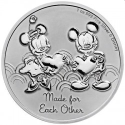 1 oz silver DISNEY MICKEY & MINNIE 2023 $2 BU Made for Each Other