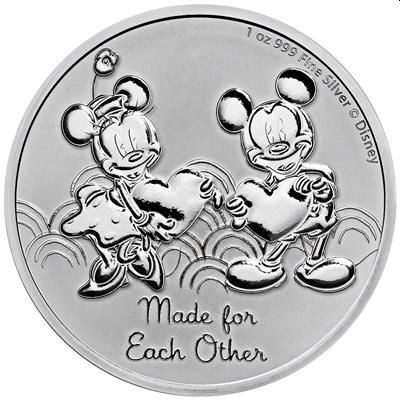 1 oz silver DISNEY MICKEY & MINNIE 2023 $2 BU Made for Each Other -  GOLDSILVER.BE