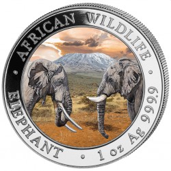 1 oz silver SOMALIA ELEPHANT 2020 Colored Shillings 100
