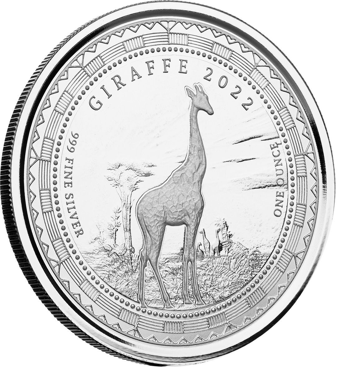 1 oz silver EQUATORIAL GUINEA GIRAFFE 2022 bu 1000 CFA - GOLDSILVER.BE