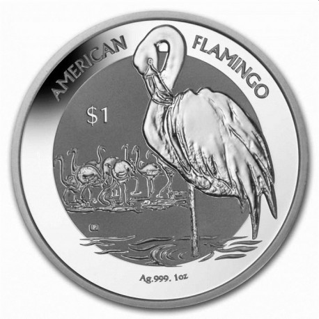 1 oz silver FLAMINGO 2021 $1 BRITISH VIRGIN ISLANDS BU