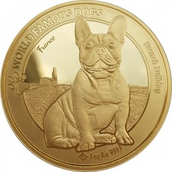 World Famous Dogs 1 oz gold FRENCH BULLDOG 2022 Proof Like CFA 3000